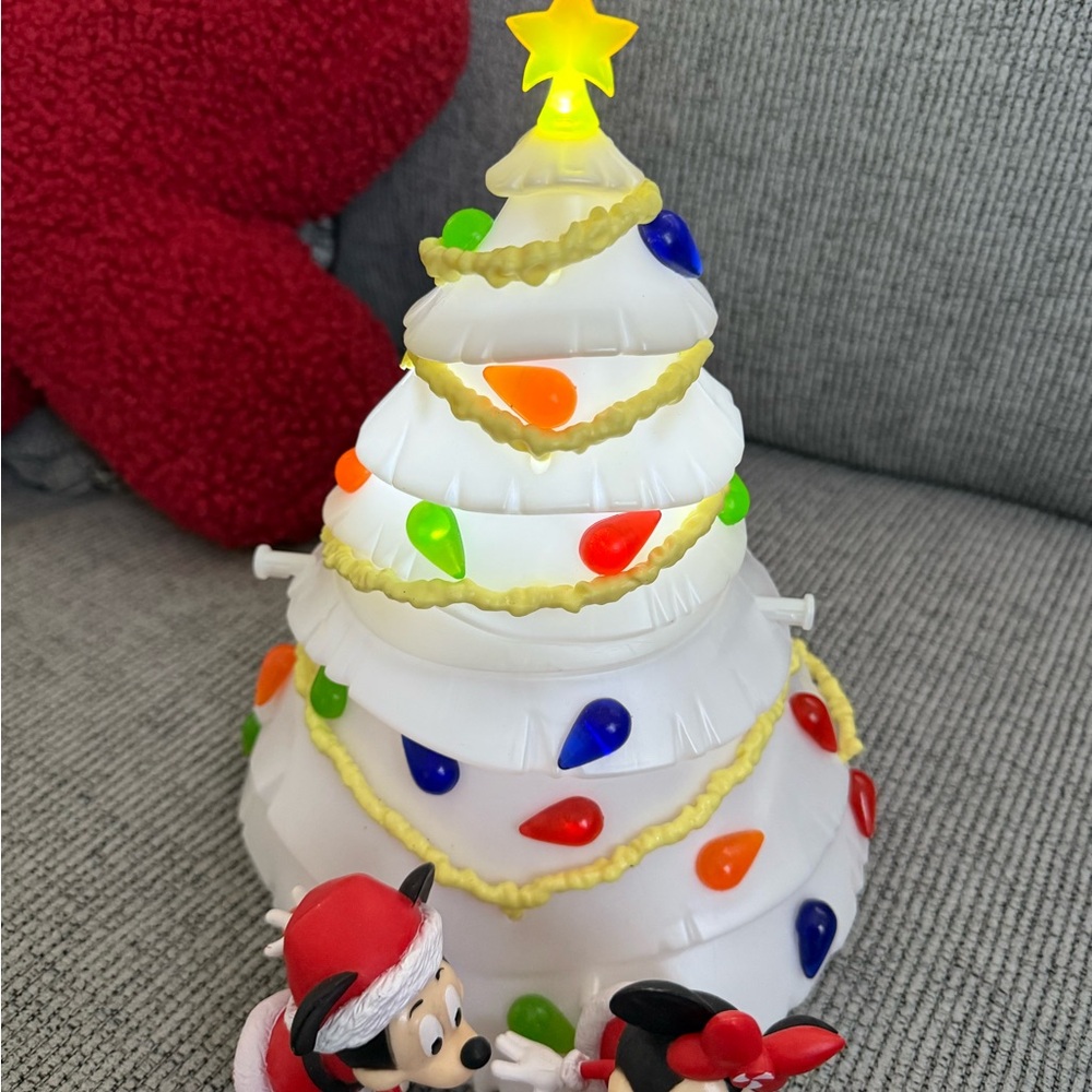 Disney White Christmas Tree Popcorn Bucket-Lights Up-Brand